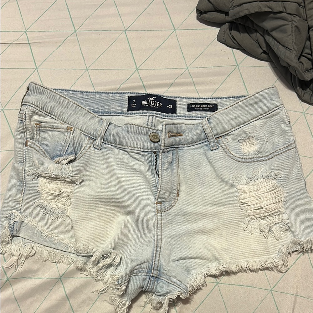 Hollister Light Wash Ripped Jean Shorts